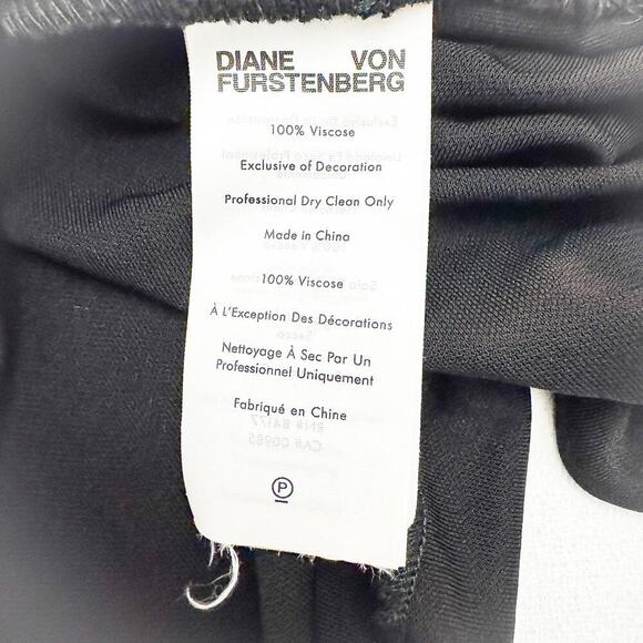Diane Von Furstenberg Black Wrap Skirt Sleeveless Classic Midi Dress Size Medium - Picture 4 of 6